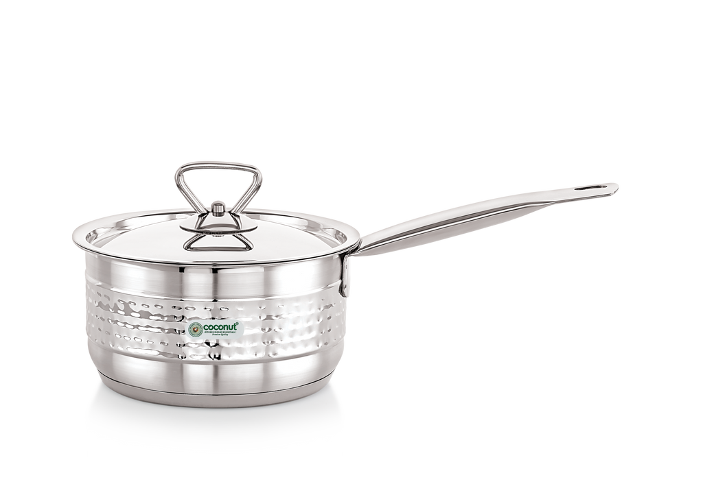 Coconut Elementary Stainless Steel Hammered Design Capsulated Saucepan For Cook n Serve - 1 unit