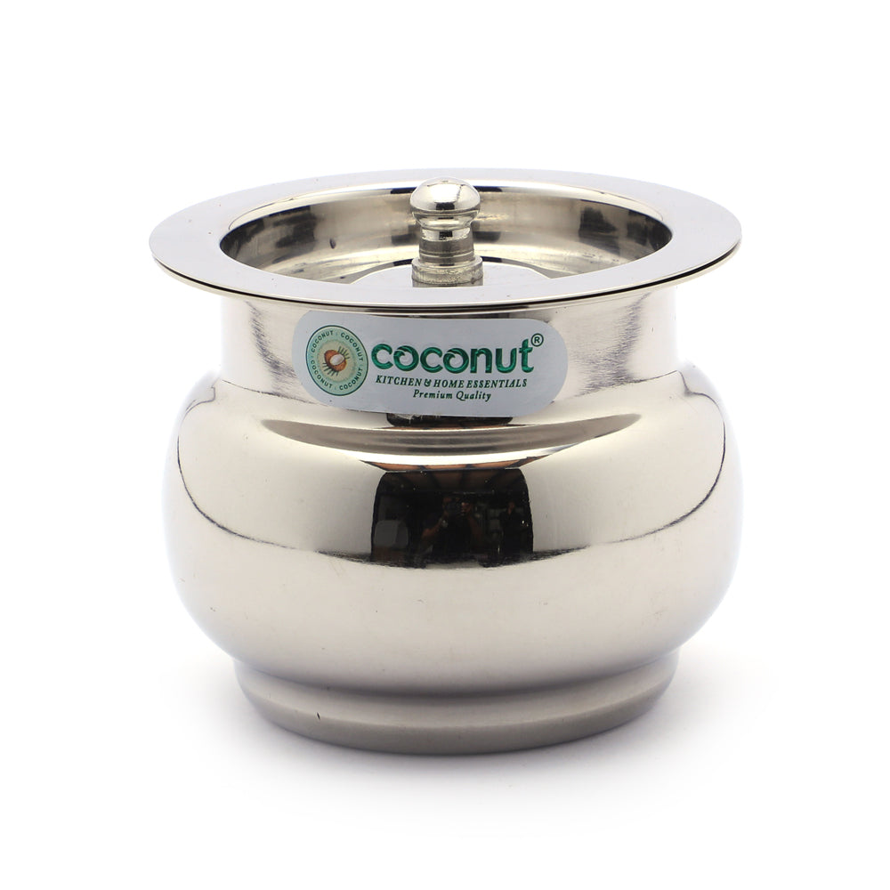 Coconut Stainless Steel Ghee Pot/Oil Pot/Pickle Pot no.1 - 1 Unit