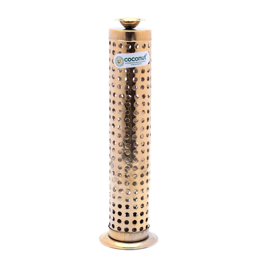 Coconut Glitter Stainless Steel Gold Colour Coating Agarbathi Stacker - 1 Unit