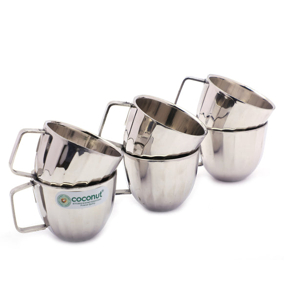 Coconut Citrus Stainless Steel Unique Design Tea/Coffee Mug - Set of 6 - 50ML Each