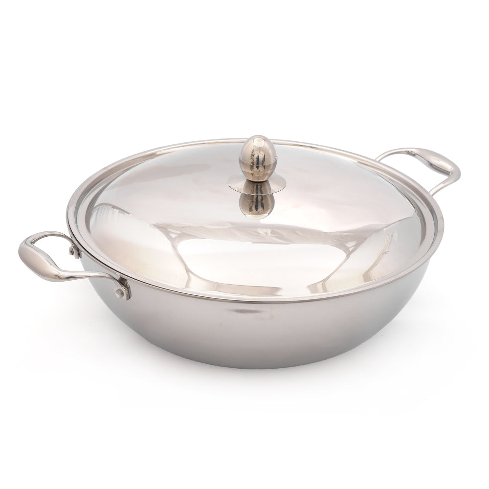 Coconut Stainless Steel Fusion Series Triply Kadai with Stainless Steel Lid- 1 Unit(Induction Friendly)