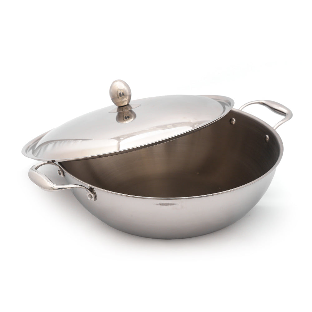 Coconut Stainless Steel Plain Kadai for Cooking and Serving