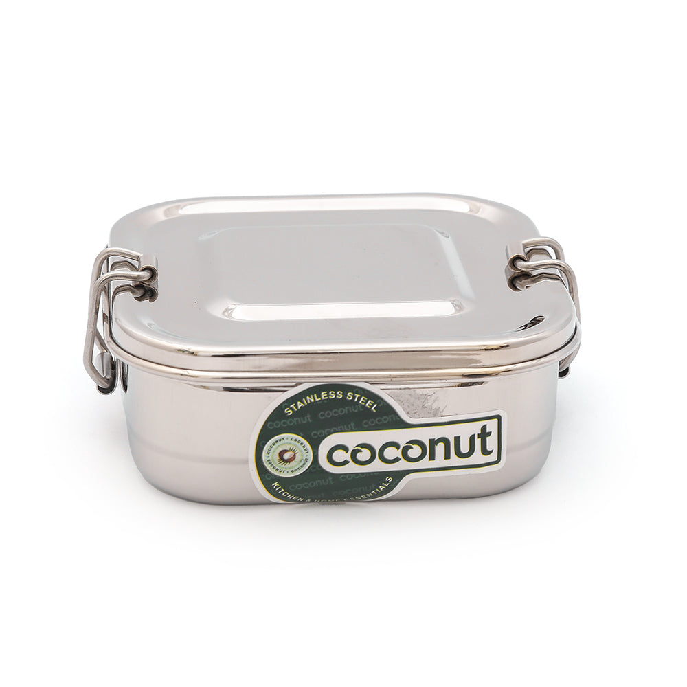 Coconut Stainless Steel Square Lunch Box with Plate - 1 Unit