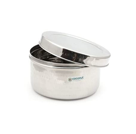 Coconut Hammered Betha Dabba Stainless Steel Container