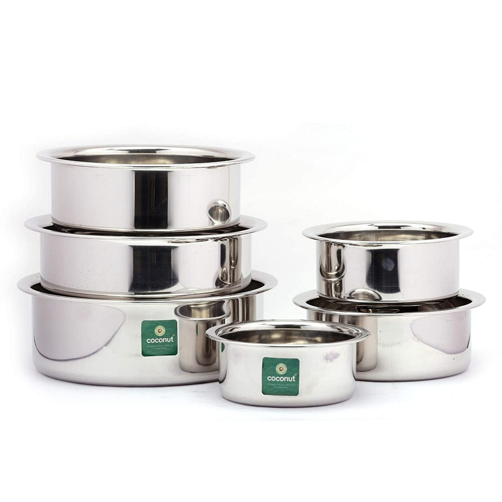 Coconut Stainless Steel Nano Tope/ Patila - Set of 6 Units