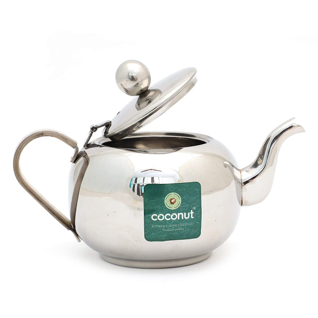 coconut Stainless Steel Tea or Coffee Kettle with Mirror Finish, 500 ml (Silver)(Food Grade)