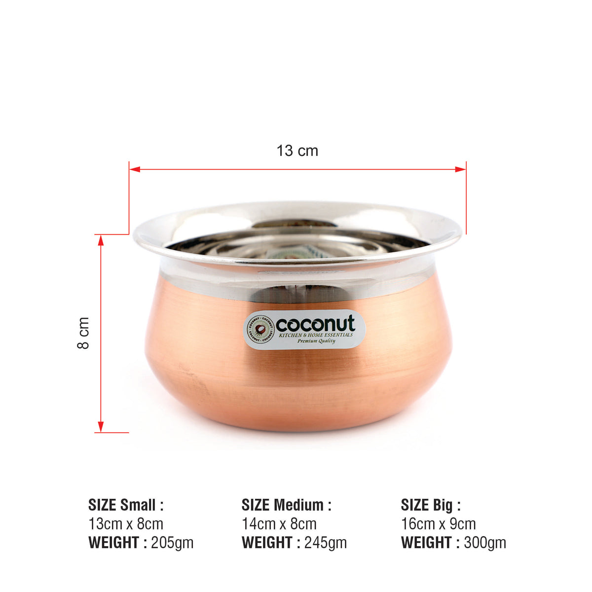 3-Piece Stainless Steel Copper Bottom Serving Bowls With Lids – Traditional Kitchen Set