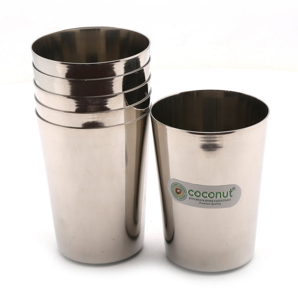 Coconut B7 Amitabh Plain water glass (Capacity 300ML Each Glass)(Stainless Steel, Food Grade)