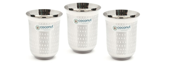Coconut Stainless Steel A18 Water Glass /Drinking Glass/ Tumblers - Capacity -250 Ml