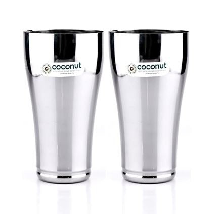 Coconut Stainless Steel Plain Lassi Glass - Model - B3 (Set of 2 ,Capacity -650ML Each Glass)