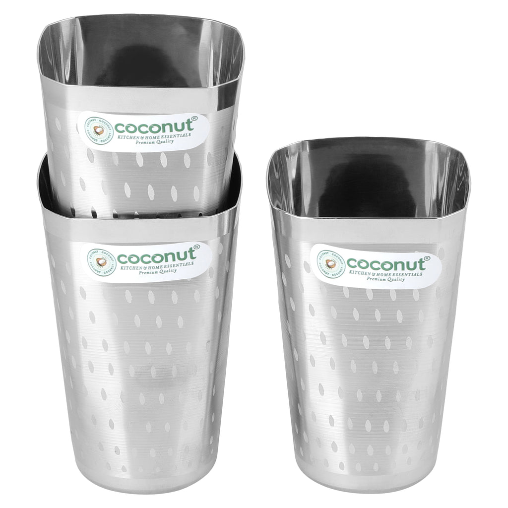 Coconut square water glass -A11, 300ml (Stainless Steel, Food Grade)