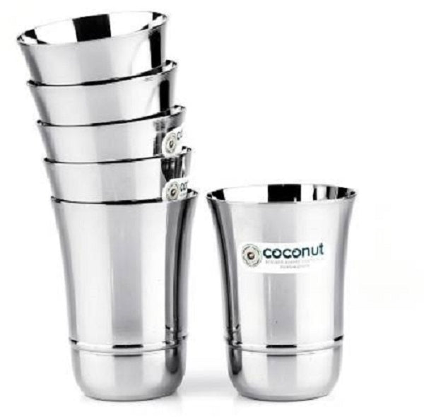 Coconut B2 plain Water Glass ( Capacity -300ML Glass)(Stainless Steel, Food Grade)
