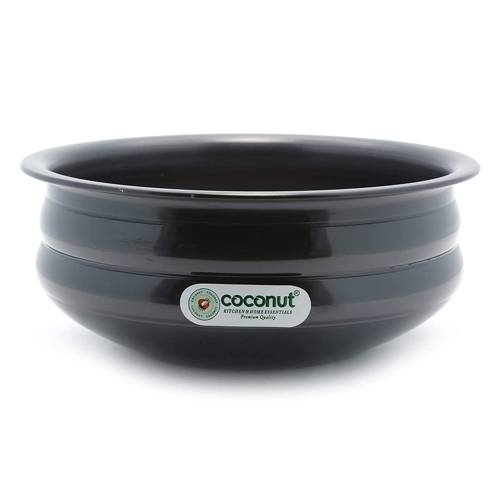 Coconut Hard Anodised Urli Pot Ringer Shape Cookware / Kitchenware Handi - 1 Unit, Black