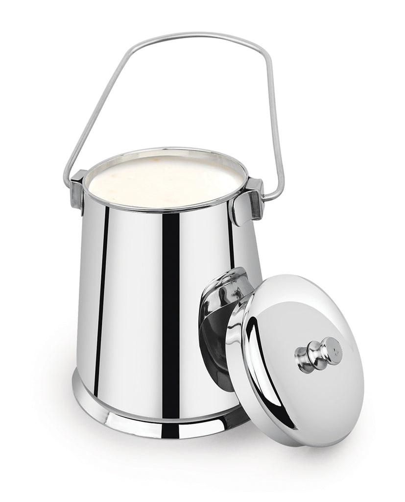 Coconut Stainless Steel Swadeshi Milk Can/Milk Barni/Milk Pot/Oil Can (with Lid) - Big - Capacity - 1500 Ml