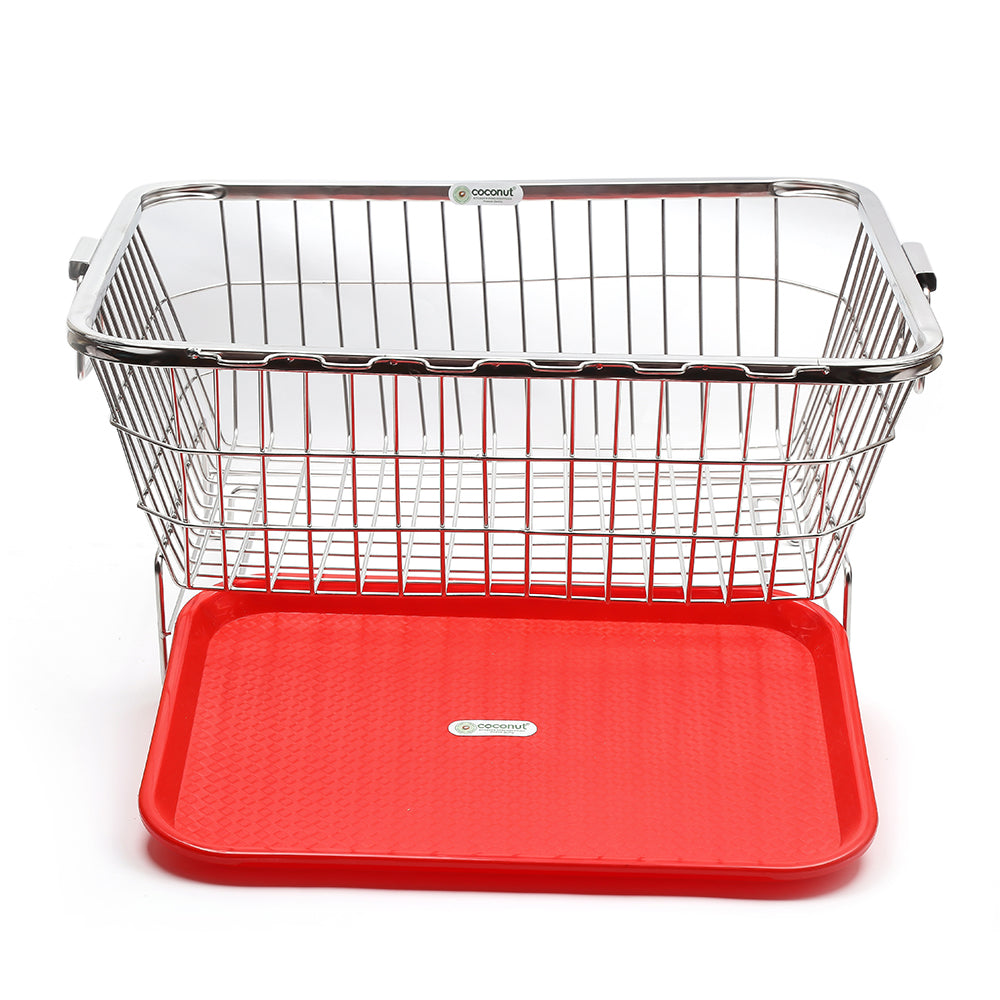 Coconut Stainless Steel Dish Drainer After wash Utensil Basket Tokri Dish Drying Rack Must have in Kitchen Steel Dish Drainer with Drain