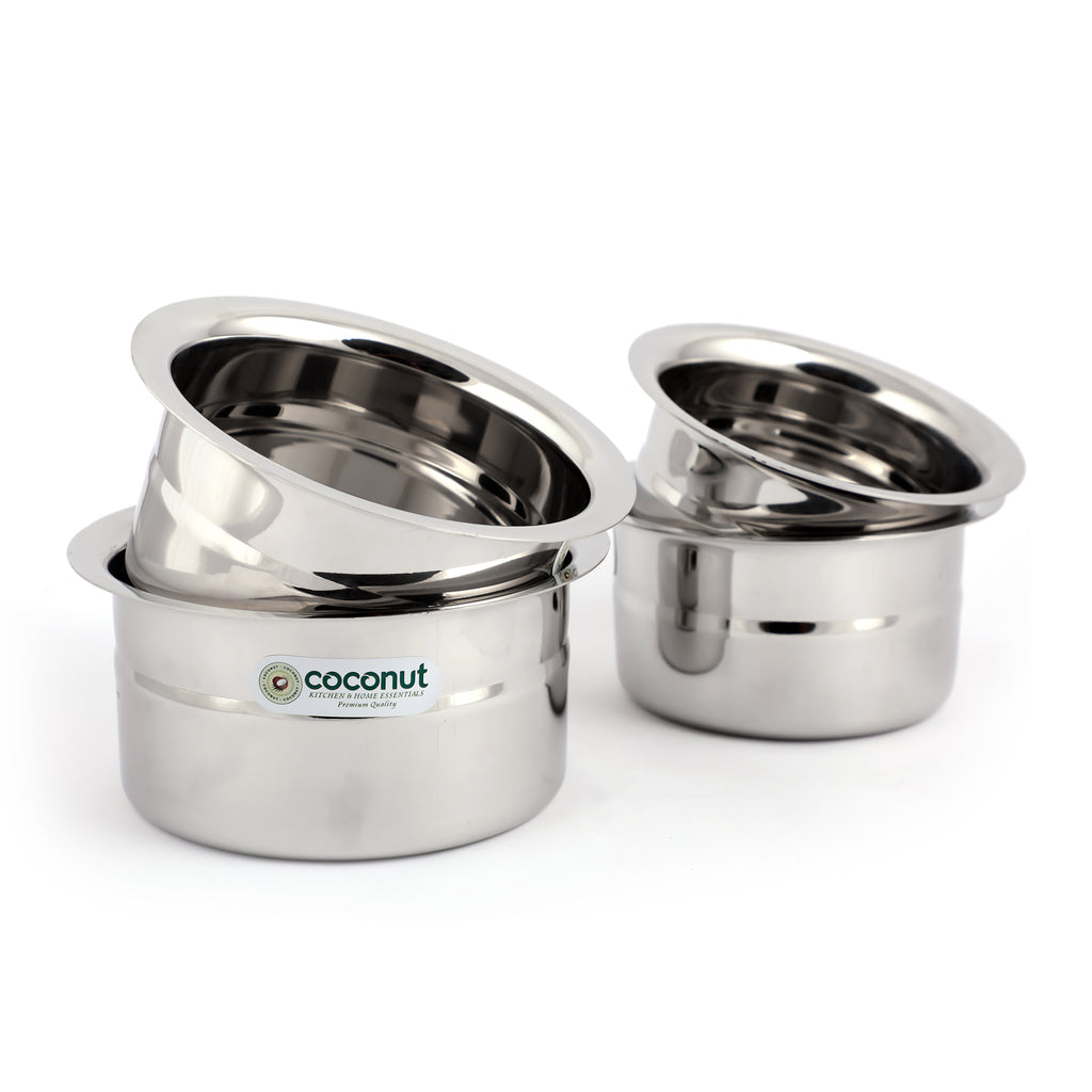 Coconut Stainless Steel Baby Topes Without Lid - Set of 4 (300 ML / 400 ML / 500ML & 600ML)