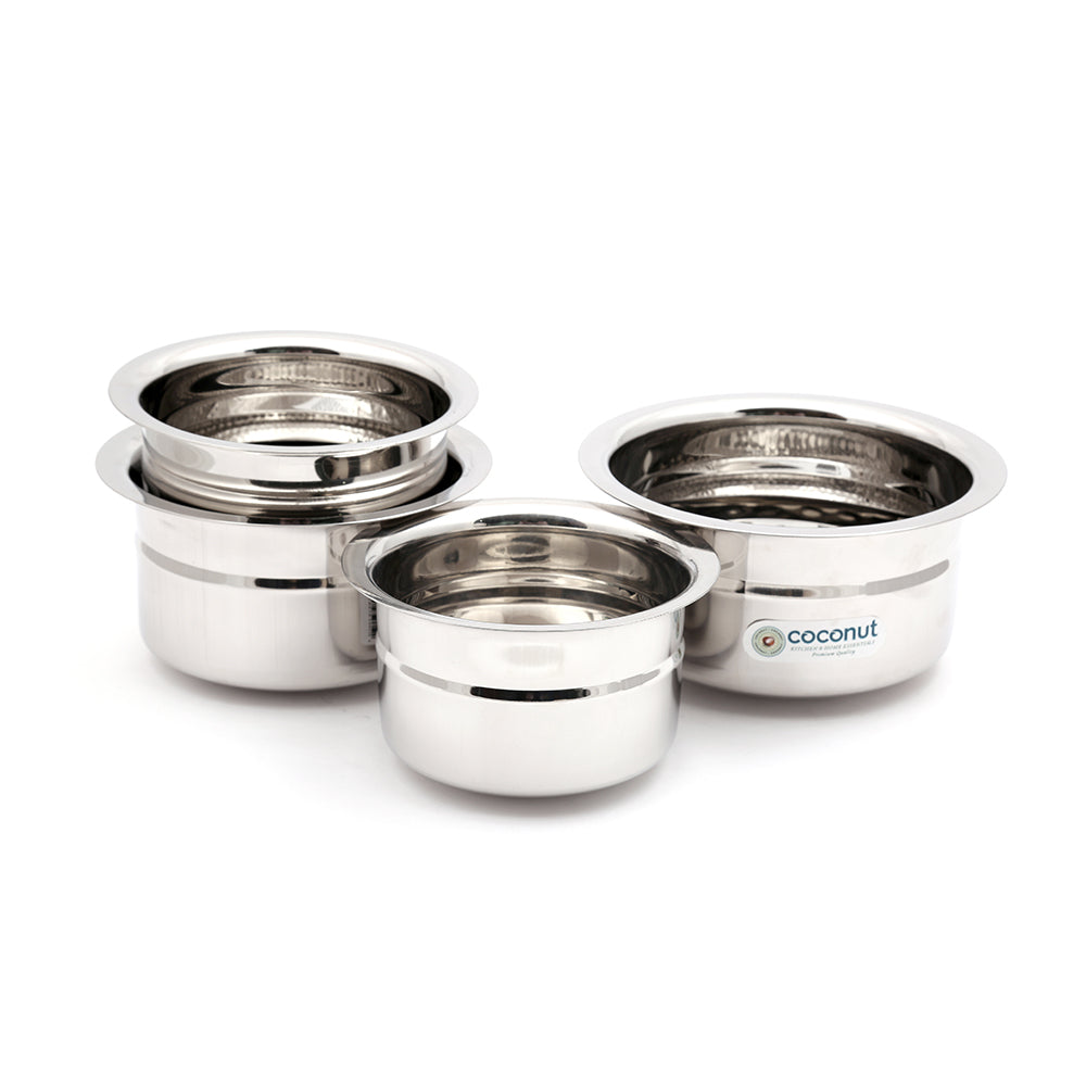 Coconut Stainless Steel Rose Baby Topes Without Lid - Set of 4 (300 ML / 400 ML / 500ML & 600ML)
