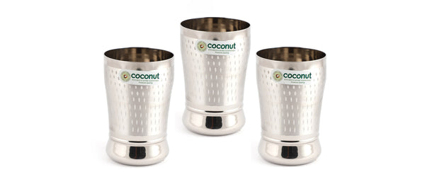 Coconut Stainless Steel A23 Water Glass /Drinking Glass/ Tumblers - Capacity -300 Ml - Pack of 6