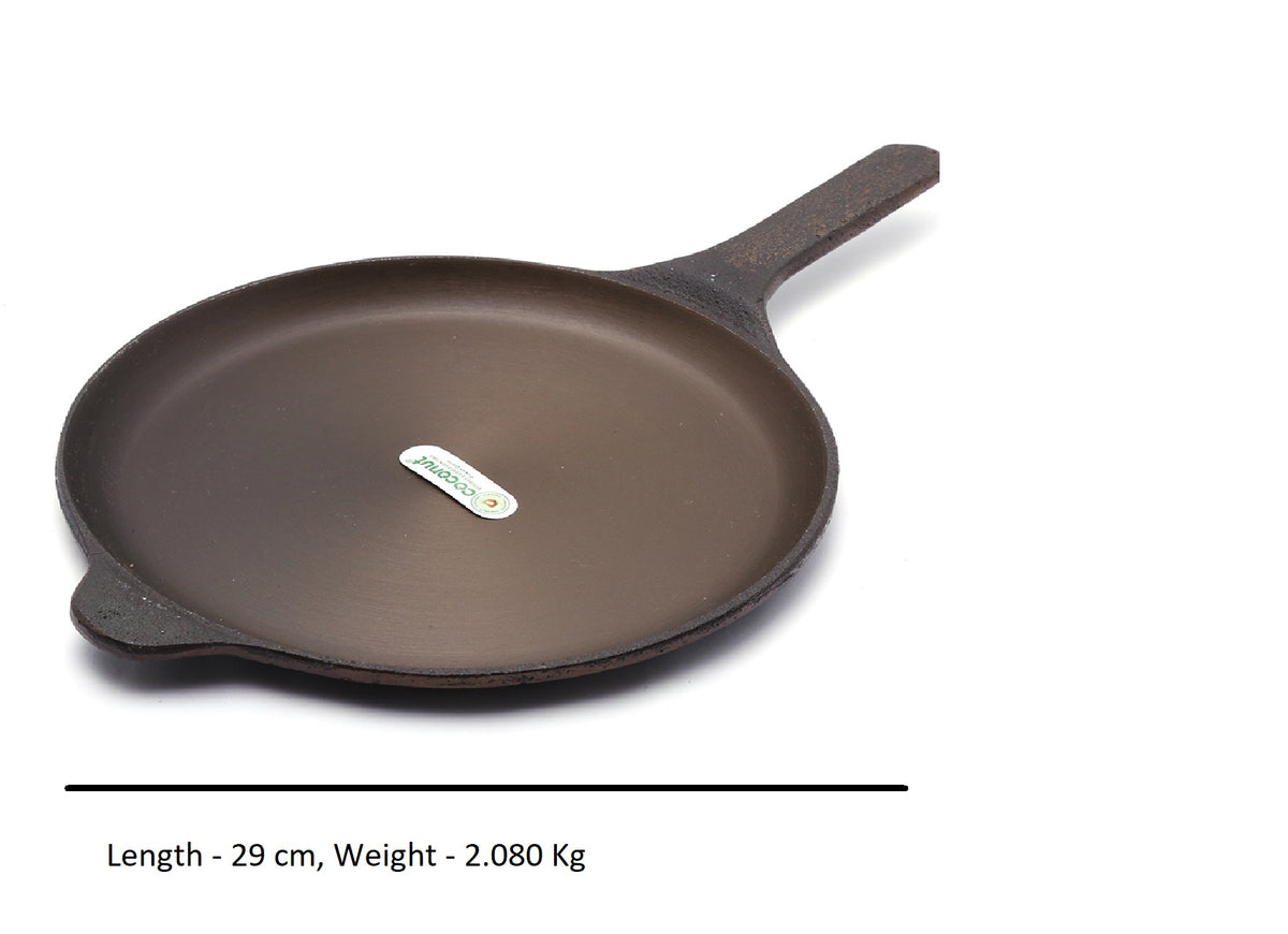 Coconut cast iron dosa tawa - pre seasoned with 100% vegetable oil wit –  Coconut Store