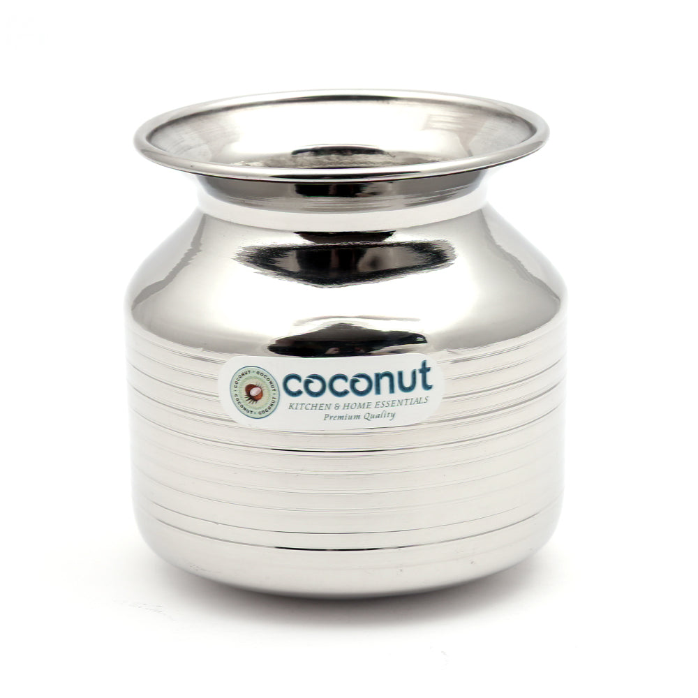 Coconut Stainless Steel Ringer Lota / Kalash / Chambu / Traditional Pot, Heavy Gauge, Traditional kalash for Pooja, Lota for drinking Juice, Lassi, Water, Mirror Finish, Model - L3 ringer