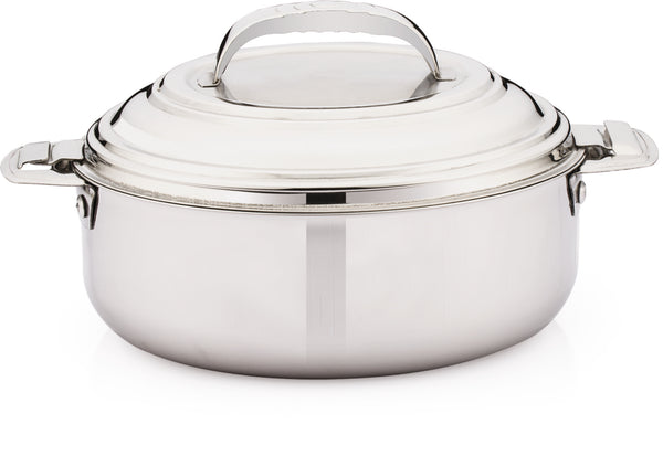 Coconut Stainless Steel Hammered Design Stock Pot With SS Lid Capsulated Bottom, Capsulated Bottom Saucepan and Hot Box/Casserole - Pack of 3 - 2500ML, 1200ML,2000ml