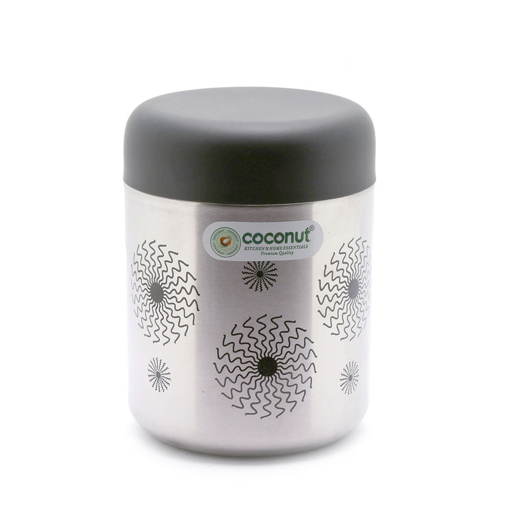 Coconut Stainless Steel Jumbo Matt -Tea/Coffee/Sugar/Masala Containers, 500 ml - Silver - Model - Daisy