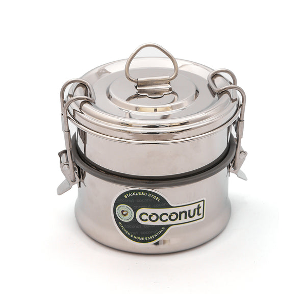 Coconut Stainless Steel Leakproof Double Decker Lunch Box - 1 Unit (2 Tier With Plate)