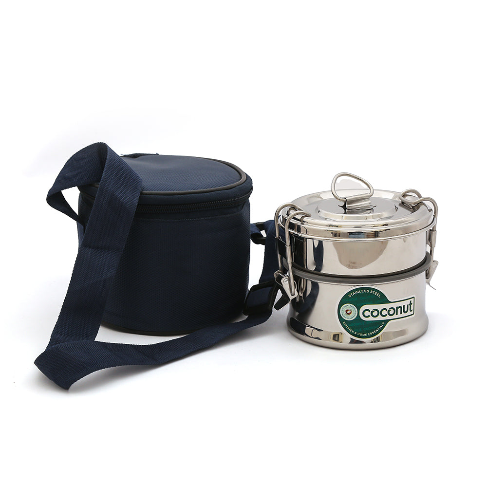 Insulated Bag & Stainless Steel Tiffin Lunch Box 2 Tier