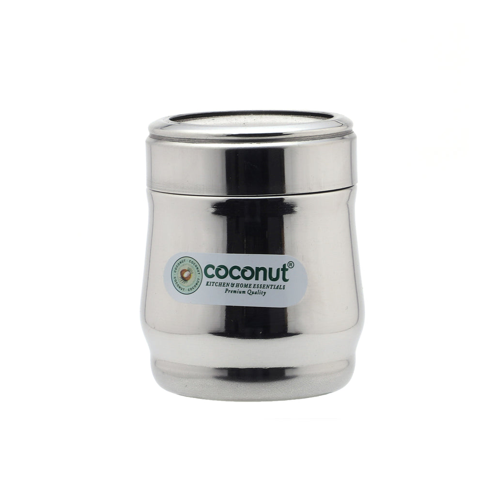 Coconut E35 Kismis Stainless Steel Canister with See-Through Lid | Airtight Storage Container for Dry Fruits, Snacks & Spices | Premium Mirror Finish Steel Dabba for Kitchen.