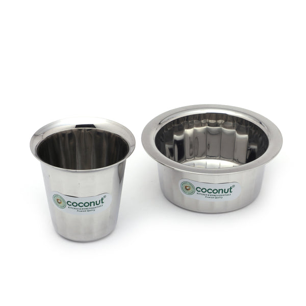 Coconut Stainless Steel Coffee Dabara Set | Food-grade, Heavy Gauge | Traditional Kumbakonam Coffee, Tea Dabara |Serving Drinkware | Pack of 1.