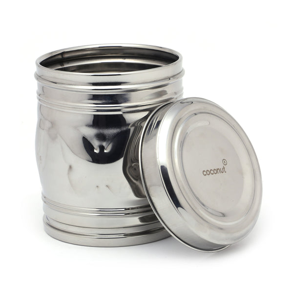 Coconut S81 Butterfly Stainless Steel Canister |Capacity 500 ml| Airtight Storage Container with Lid | Premium Mirror Finish Steel Dabba for Kitchen | Ideal for Snacks, Tea, Sugar & Dry Fruits
