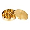 Coconut Floral Embossed Brass Round Spice Box with Spoon | Handmade Golden Masala Dani with Lid | 7 Detachable Brass Bowls | Traditional Spice Storage Container for Kitchen & Gifting.