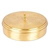 Coconut Floral Embossed Brass Round Spice Box with Spoon | Handmade Golden Masala Dani with Lid | 7 Detachable Brass Bowls | Traditional Spice Storage Container for Kitchen & Gifting.