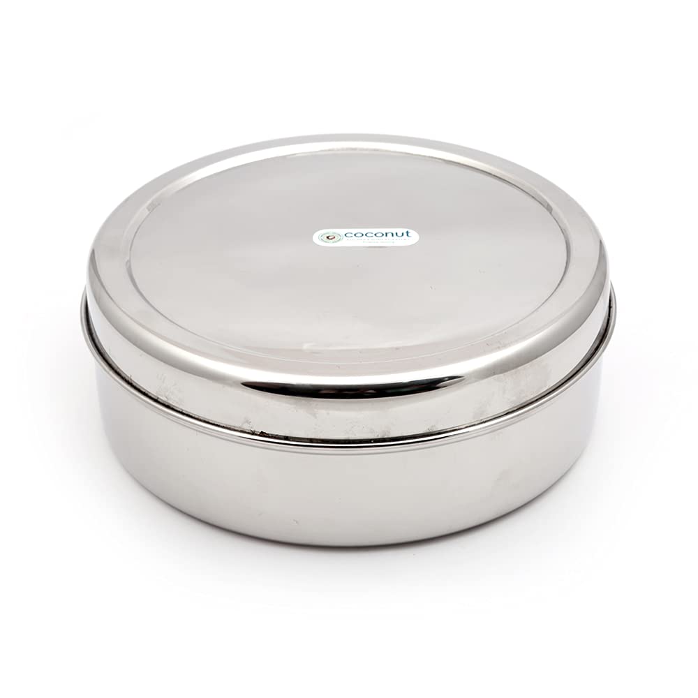 coconut Stainless Steel Standard Spice Container/Masala Box with 7 Bowls - 1 Unit (Round Shaped)