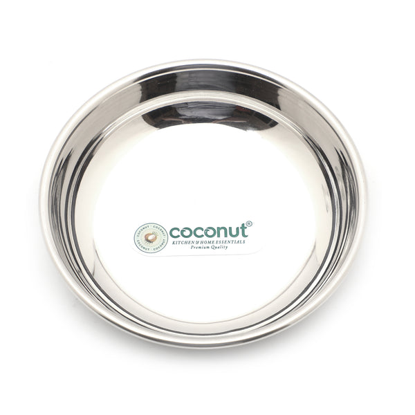 Coconut Stainless Steel Halwa Plate (Pack Of 6),Heavy Gauge, Mirror Finish, Model-H1 Reg Halwa, Serving Plate for Chaat, Namkeen, Halwa, Snacks, Dessert