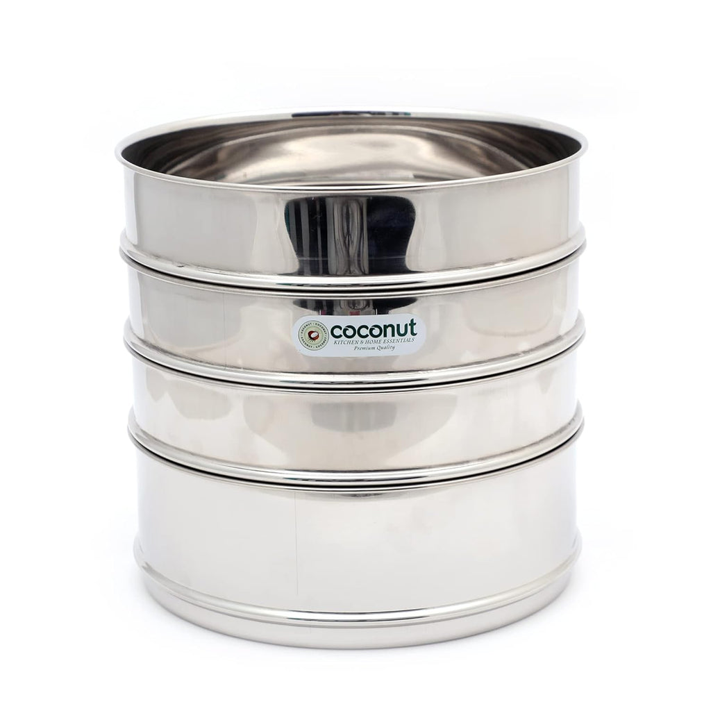 Coconut Stainless Steel Stackable Cooker Separator Containers for 12 Litres Cooker I Set of 4 (Suitable For Hawkins Cooker Classic 12 Litres)