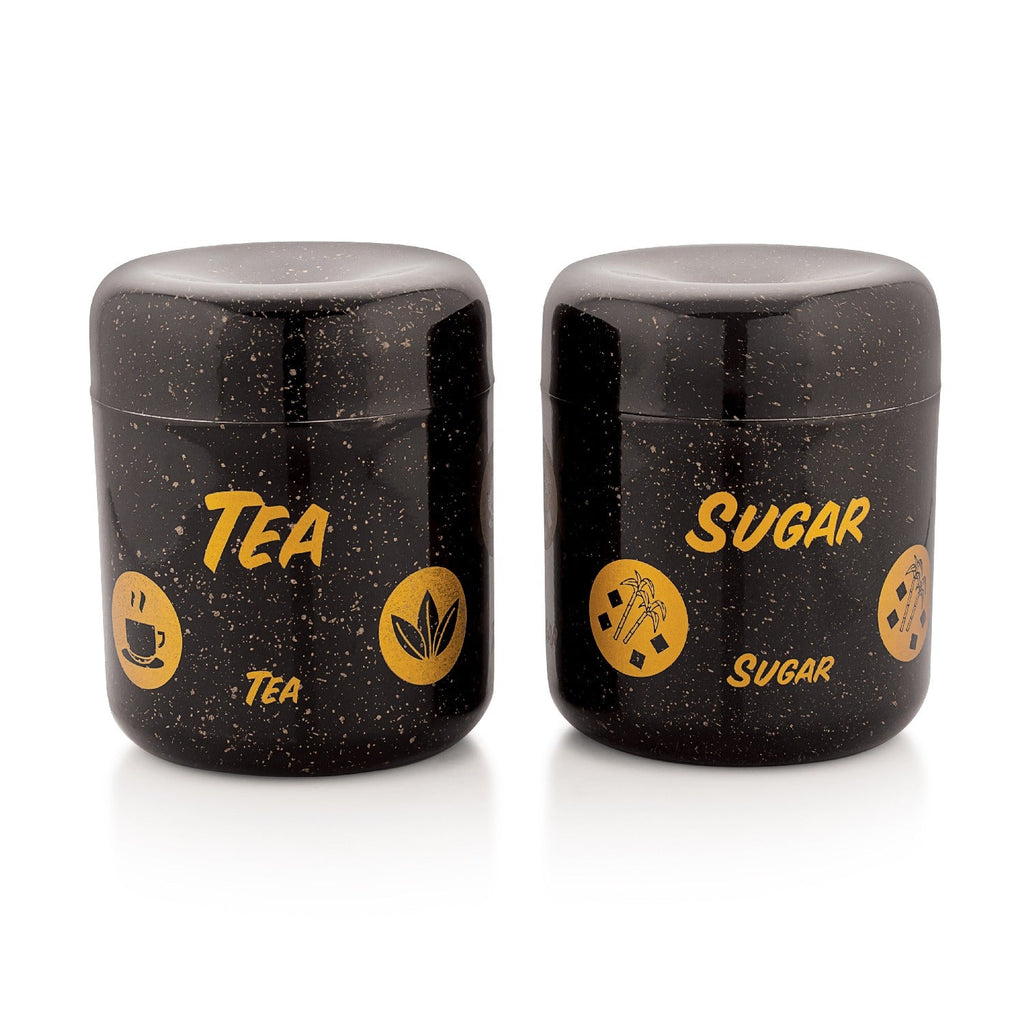 Coconut Stainless Steel Unique Coating Design Container For Sugar & Tea - Pack of 2 - Capacity - 900ML Each