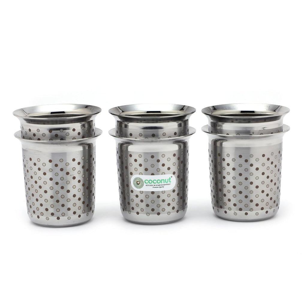coconut Stainless Steel - C2 Series Gemini Glass Set with Laser Engraved Polka Dot | Matt Finish Glass Set for Home & Office | Ideal for Serving Water, Tea, Coffee & Juice | 250 ml | Set of 6