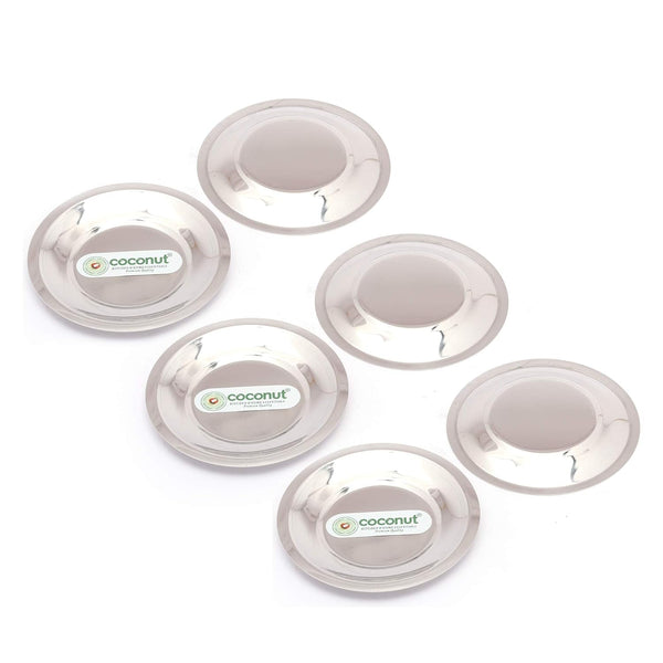 Coconut Stainless Steel Lid/ Cover/Ciba - Set of 6 Pieces - Diameter - 10.5 Cm Each