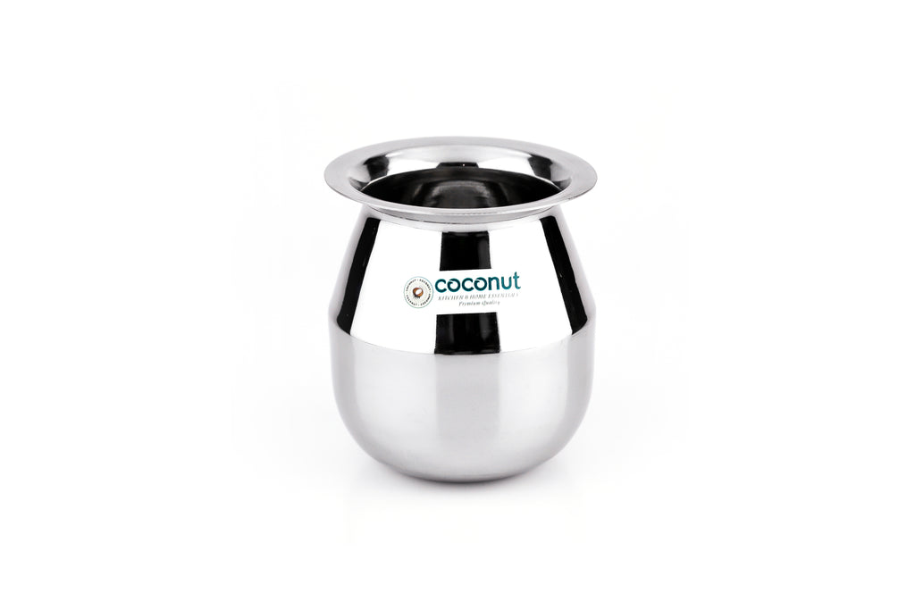 Coconut Stainless Steel Junior Satari lota  - unit 1, Kalash / Chambu / Traditional Pot, Heavy Gauge, Traditional kalash for Pooja, Lota for drinking Juice, Lassi, Water, Mirror Finish, Model - L16 Junior Satari Lota,