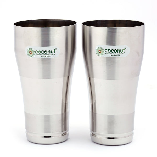 Coconut A31 Milo Lassi Glass Set of 2, 650ml Each | Premium Matte Finish Stainless Steel Lassi Glass | Food Grade Steel Drinking Tumbler | Ideal for Lassi, Milk, Buttermilk, Protein Shakes & Smoothies | Rust Proof, BPA Free, Dishwasher Safe.
