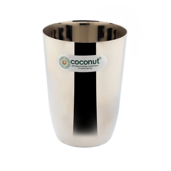 Coconut Stainless Steel Citrus Water Glass Set of 6 - Capacity 250ml each, Heavy Gauge, Durable, Food Grade, BPA Free, Glasses For Serving Water / Juice / Beverages, Lemonade, Model - A35 Citrus Glass