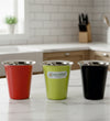 Coconut Stainless Steel Colour Glass Set of 3 | Food Grade Tea, Coffee, Water & Juice Tumbler | Heavy Gauge Mirror Finish Steel Glass | Available in Red, Black & Green Colours | BPA Free & Durable | Model - A38 Colour Glass.