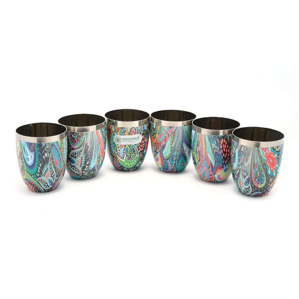 Coconut Stainless Steel Mystic Color Glass-300ml | Heavy-Gauge Food-Grade Steel | BPA-Free & Rust-Resistant Drinkware | Perfect for Serving Water, Juice, Lassi & Lemonade at Home, Office & Restaurants.