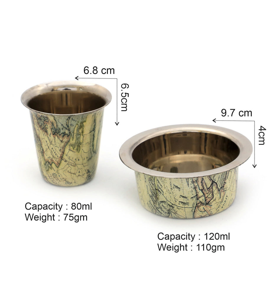 Coconut Stainless Steel Aura Coffee Dabra Set | Traditional South Indian Filter Coffee Set | Heavy-Gauge, Food-Grade Steel | Ideal for Kumbakonam Coffee & Tea Serving | Pack of 1 |