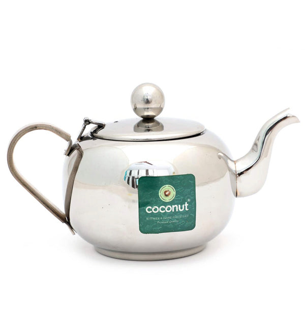 Coconut Stainless Steel Tea Kettle with Mirror Finish | Food-Grade Heavy-Gauge Steel | Perfect for Serving Tea, Coffee, or Hot Beverages | Tea Pot & Coffee Kettle.