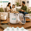 Coconut C-Thru Mini Stainless Steel Storage Container 600ml with Transparent Acrylic Window Lid | Food Grade SS | BPA Free | Rust Resistant | Mirror Finish Kitchen Storage Jar for Dry Fruits, Snacks, Tea, Coffee, Sugar & Masala.