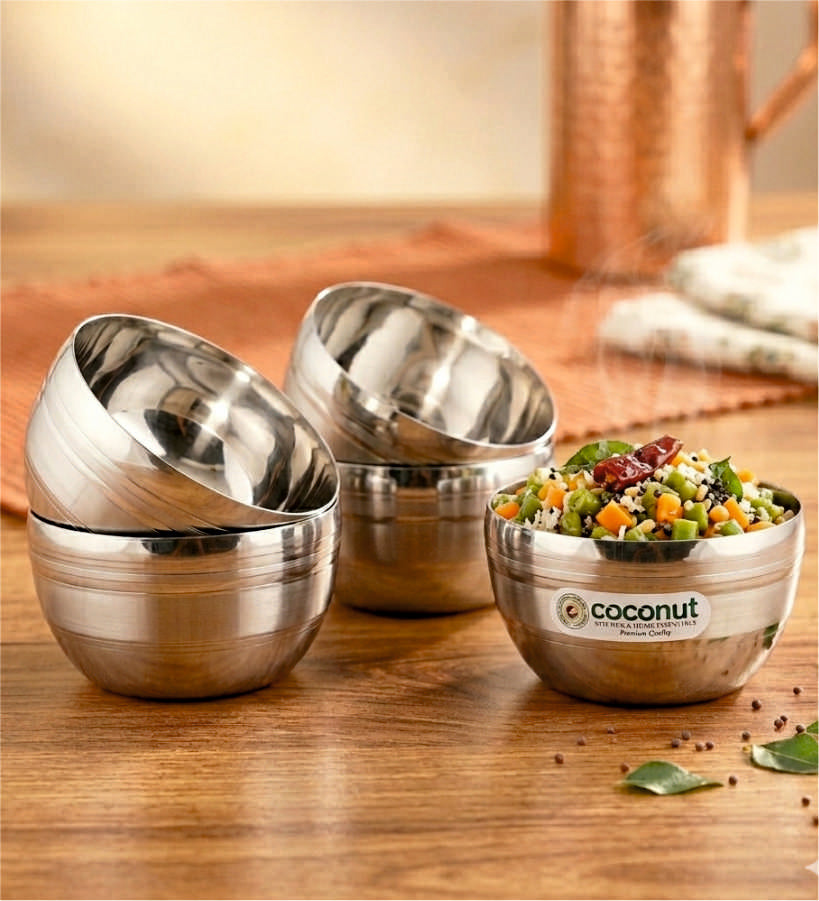 Coconut Stainless Steel Ringer Apple Bowl Set of 6 | Premium