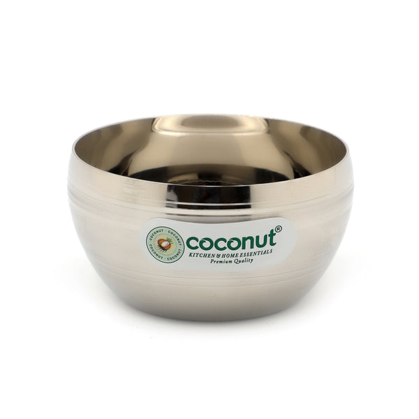 Coconut Stainless Steel Ringer Apple Bowl Set of 6 | Premium Serving Katori/Vati for Kitchen & Dining | Mirror Finish | Rust Proof | Dishwasher Safe | Available in 150ml, 200ml, 300ml & 350ml.