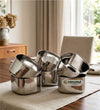 Coconut C58 Square Vati Set of 6 Stainless Steel Bowls | 200ml Square Katori Set | Mirror Finish Serving Bowls for Snacks, Desserts, Curry, Curd & Daily Use | Rust Proof & Dishwasher Safe.